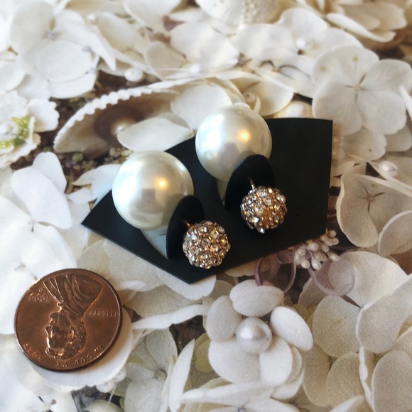 Beautiful reversible studs with gold and pearl - Picture 2 of 5